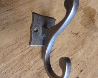 Antiqued Pewter or Gunmetal Black Two Prong Scroll Hook