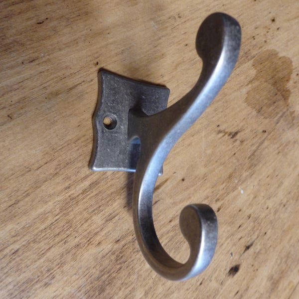 Antiqued Pewter or Gunmetal Black Two Prong Scroll Hook