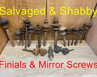 Mirror Mount Salvaged and Shabby threaded Finials