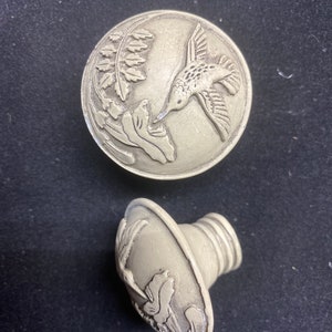 Faux Ivory Embossed Knobs Humming bird, Grape vine, or Chevron image 2