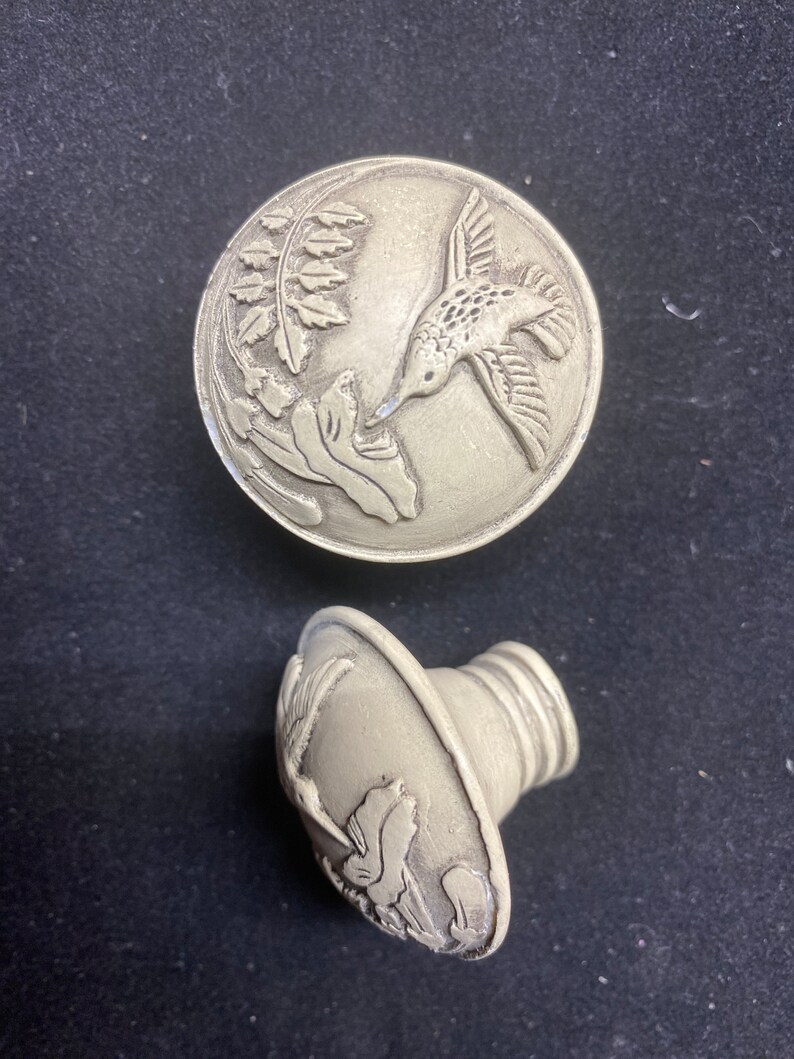 Faux Ivory Embossed Knobs Humming bird, Grape vine, or Chevron image 2