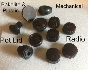Small Knob Salvaged Radio, Pot Lid and Mechanical Bakelite & Plastic