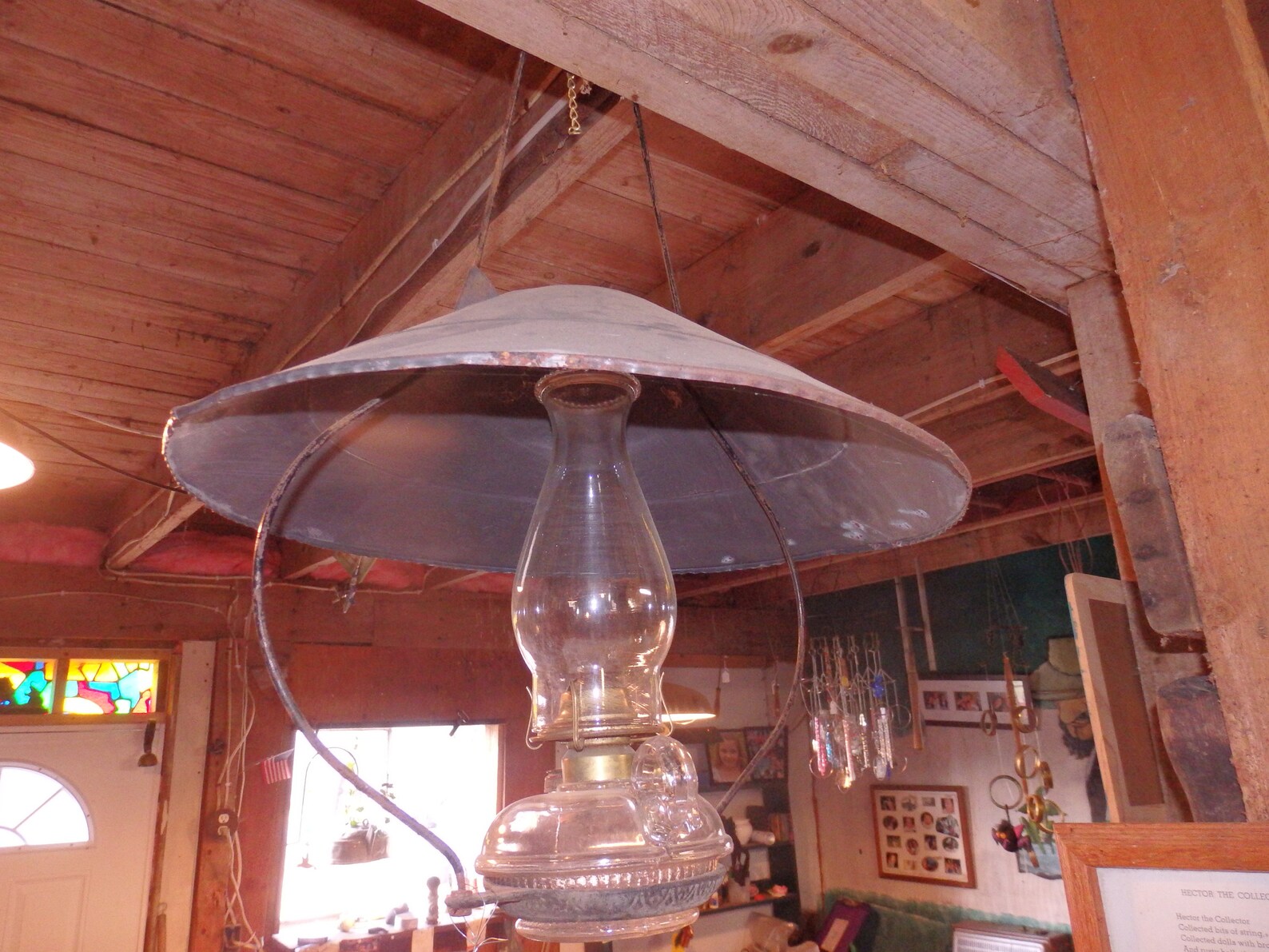 Antique Hanging Kerosene Lamp Holder With Tin Shade Etsy