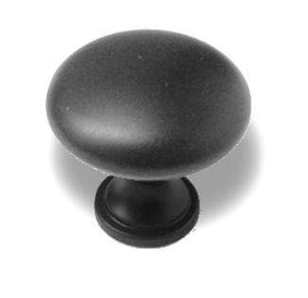 Flat Black Metal Knob With Screw Etsy