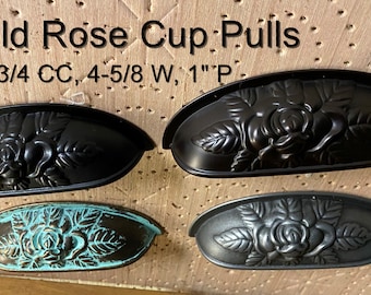 Old Rose Victorian Design Cup Pulls or Matching Knobs