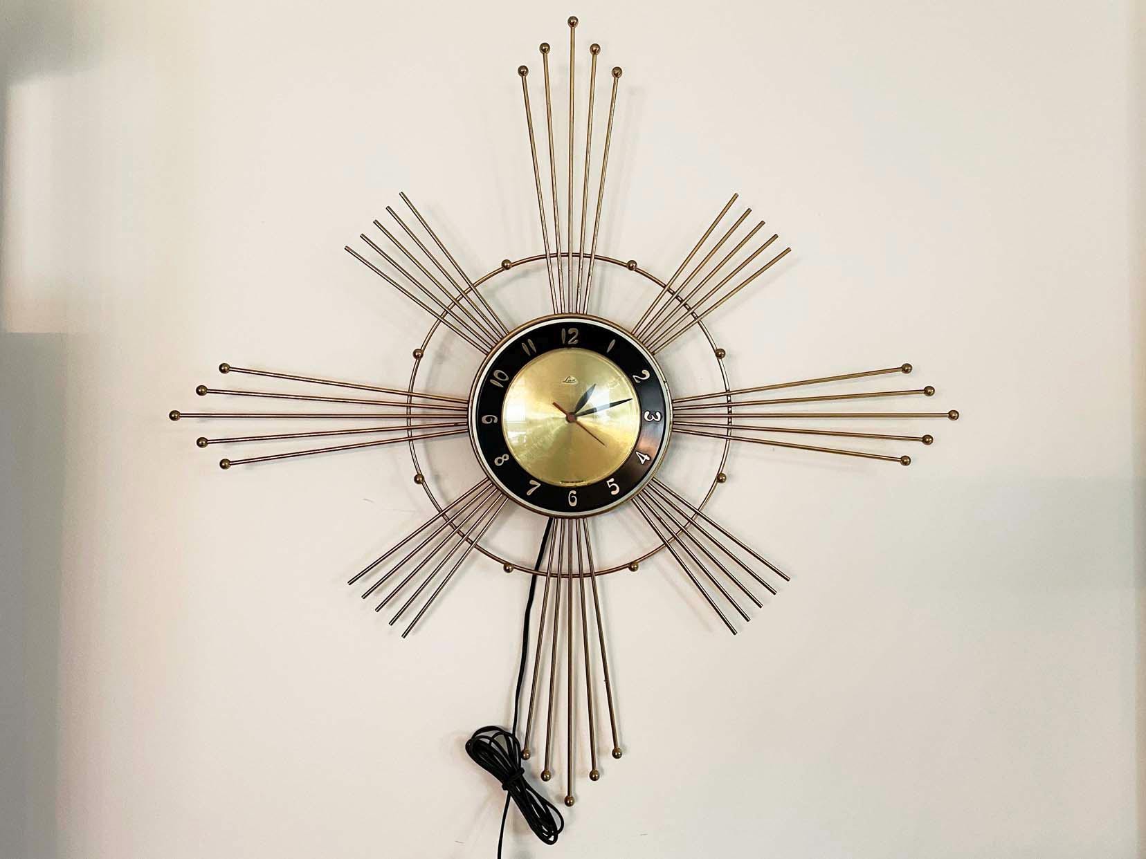 USA製 Lux Robertshaw サンバースト掛時計 Lux Wall Clock Vintage Atomic Starburst - Etsy