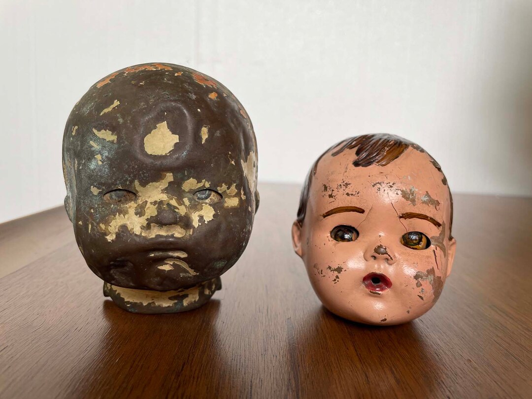 2 Doll Heads Vintage, Metal Etsy