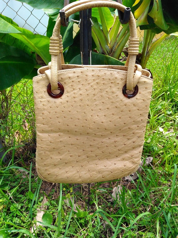 Genuine Ostrich leather handbag purse bag tote by 