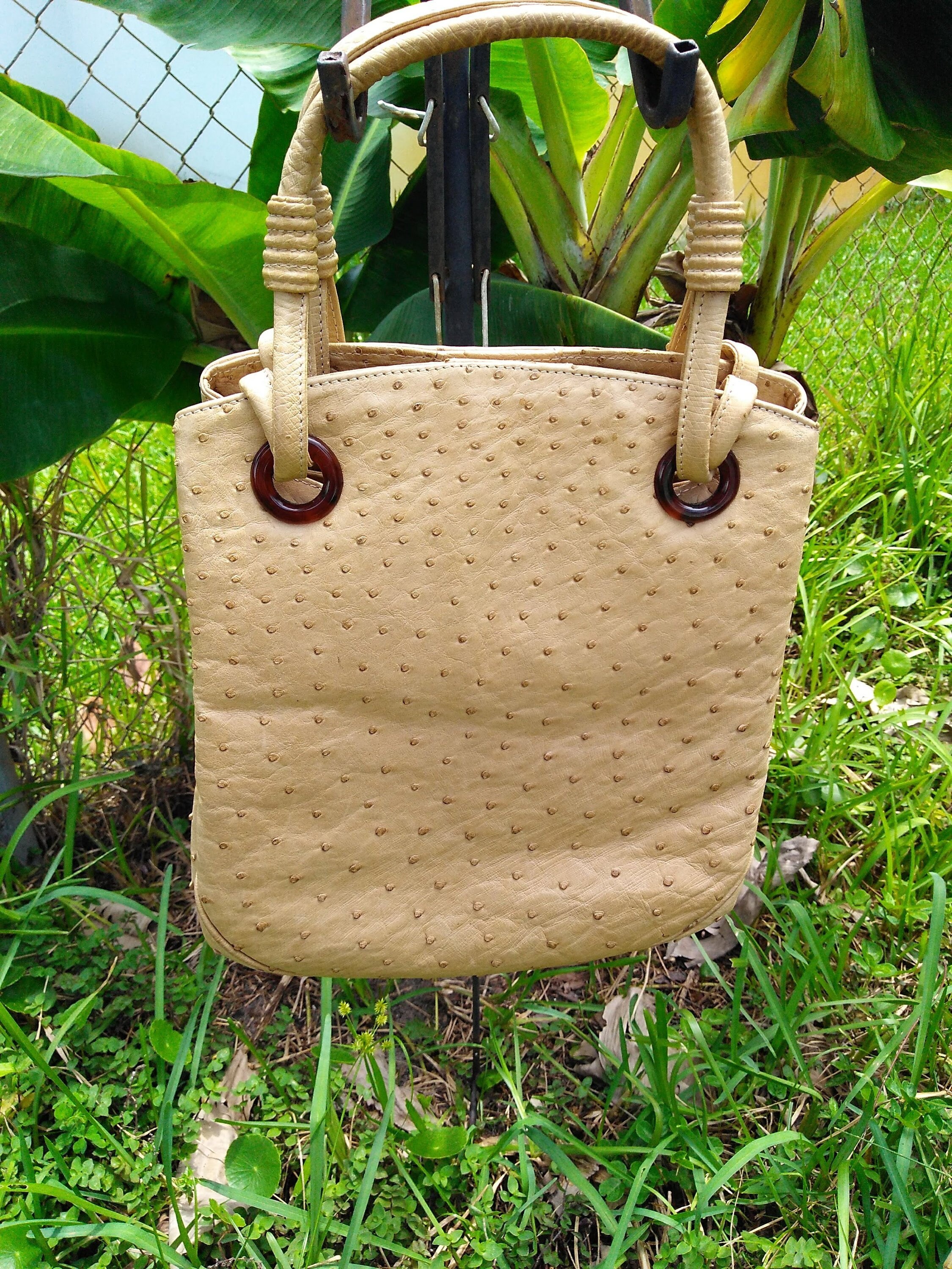 Genuine Ostrich leather handbag purse bag tote by Giorgios palm beach original 9999.00 Etsy
