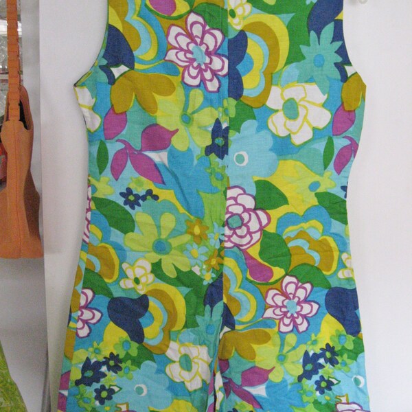 Vintage womens romper fashioned by Gregory 1960 1970 flower power