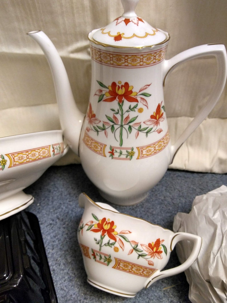 Chamberlain Orange by ROYAL WORCESTER Coffee Pot creamer Etsy