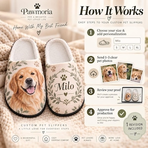 Custom Men's Pet Portrait Slippers, Personalized Dog or Cat Face House Shoes, Cozy Pet Lover Gift, Custom Photo Slippers