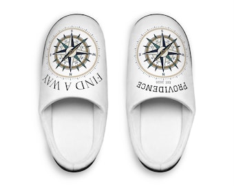 La Providence "Find a Way" Compass Crest Slippers | Vintage Heraldry Cozy Slippers | Est. 2026 Unisex House Slippers