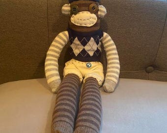 Vintage Schuco Monkey, German Monkey 60's Toy, Plastic Face Monkey