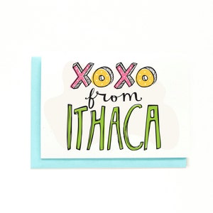 Ithaca New York Karte - Miss You Karte - Fernbeziehung - Nur weil Karte - Upstate New York - Wish You Were Here - XOXO