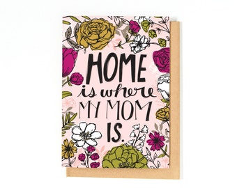 Mother's Day Card - Mom Birthday Card - Thank You Mom - Home Is Where My Mom Is - Thank You Card - Just Because Card - Miss You