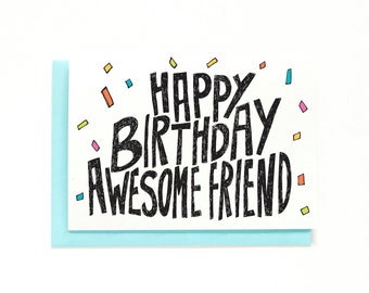Best Friend Birthday Card - BFF Birthday - Happy Birthday Card - Bday Card - Funny Birthday Card - Awesome Friend  - Friendship Card