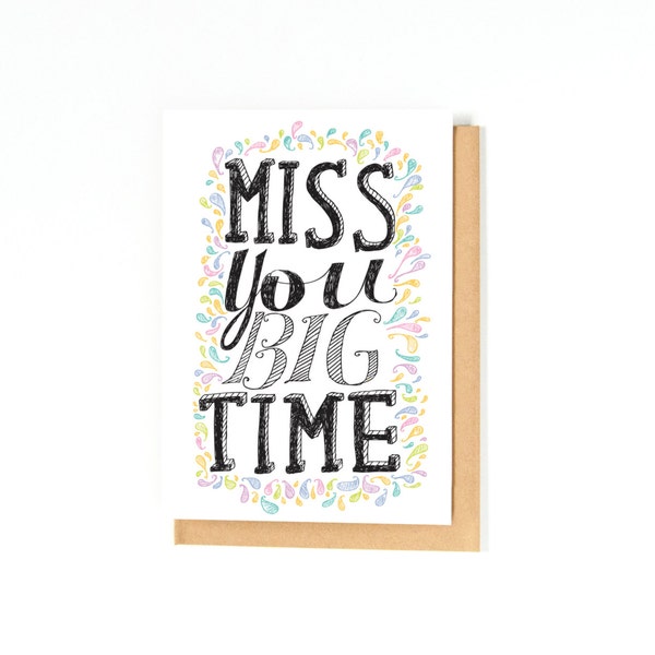 Long Distance Friendship Card - I Miss You Card - Card For Best Friends - Just Because Card - Thinking Of You Card - Miss You Big Time