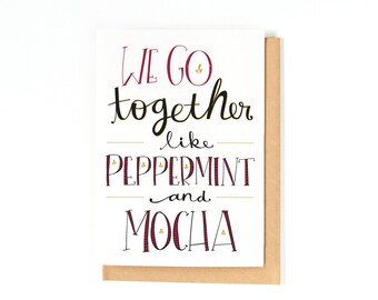 Peppermint Mocha Christmas Card - Best Friend Christmas Card - Long Distance Relationship - Love Card - Holiday Greeting Card - Xmas