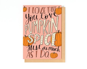 Pumpkin Spice Greeting Card - Fall Card - Autumn Card - PSL - Card For Best Friend - I Miss You Card - Long Distance Friendship - Pumpkins