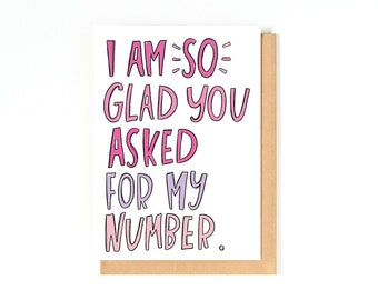 Valentines Day Card - Anniversary Card - I Love You Card - Asked For My Number - I Love You Card - Happy Anniversary Gift