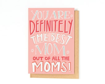 Mother's Day Card - Best Mom Card - Mom Birthday Card - Card For Mom - Thank You Card - Gift For Mom - Thanks Mom