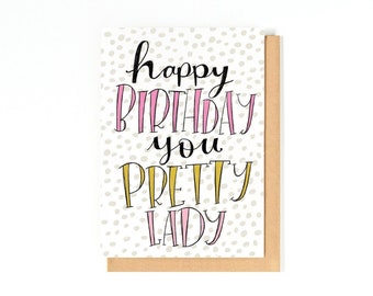 Birthday Card For Her - Pretty Lady - Wife Birthday - Sister Birthday Card - Birthday Card For Girlfriend