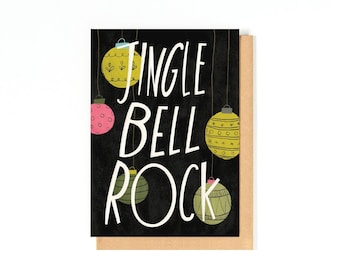 Jingle Bell Rock Christmas Card - Greeting Card - Holiday Card - Merry Christmas - Christmas Ornaments - Illustration