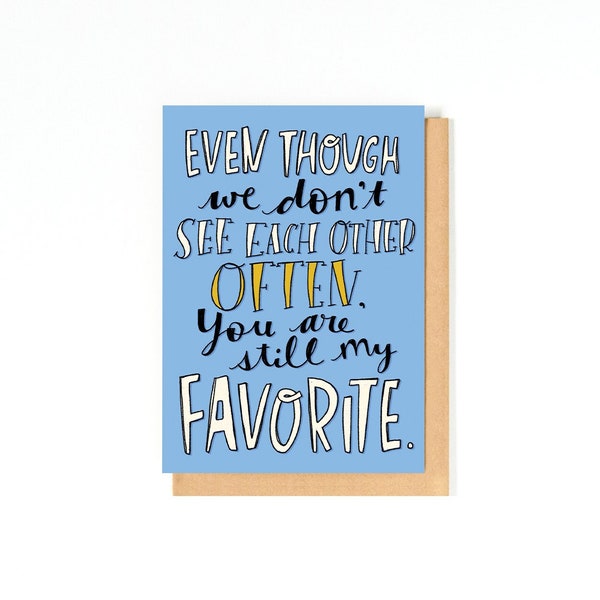 Miss You Card - Best Friend Card - Just Because Card - Thinking of You - Hand-lettering