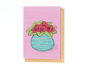 Violets Illustration - Thank You Card - Just Because Card - Miss You Card - Thinking Of You - Sympathy Card