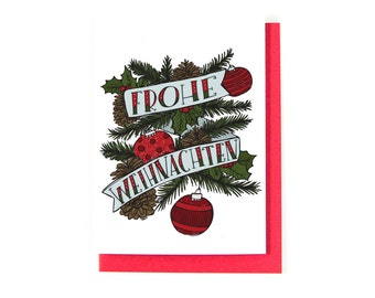 Frohe Weihnachten Greeting Card - German Christmas Card - Fröhliche Weihnachten - Happy Holidays - Merry Christmas