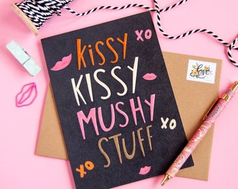 Funny Valentine Card - Love Greeting Card - Cute Anniversary Greeting Card - Long Distance Relationship - I Love You - Kissy Kissy