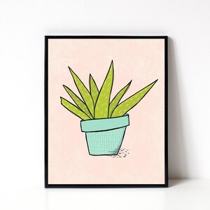 Aloe Vera Plant Illustration - Aloe Vera 8x10 Print - Wall Art - Plant Art Print - Plant Lover Gift - Gardening - Houseplants - Plant Lady