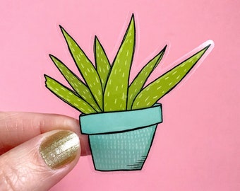 Clear Aloe Plant Sticker - Transparent Vinyl Sticker - Plant Lady Sticker - Plant Decals - Laptop Decal - Water Bottle Sticker - Plant Decal