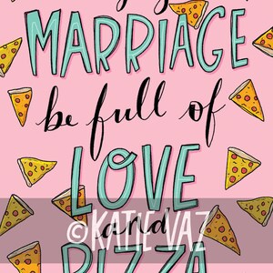 Pizza Wedding Card Congratulations Wedding Card Love Pizza Funny Wedding Greeting Card Happy Wedding Day Card Pizza Illustration image 3