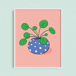 Pilea Peperomioides Plant Illustration, 8x10 Pilea Artwork, Chinese Money Plant, Plant Wall Decor, Plant Lady Art, Gift For Plant Lovers