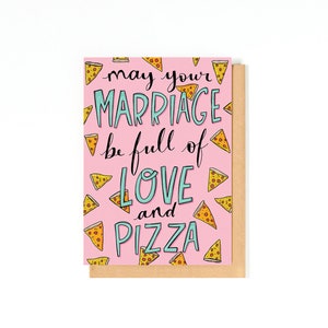 Pizza Wedding Card Congratulations Wedding Card Love Pizza Funny Wedding Greeting Card Happy Wedding Day Card Pizza Illustration image 2