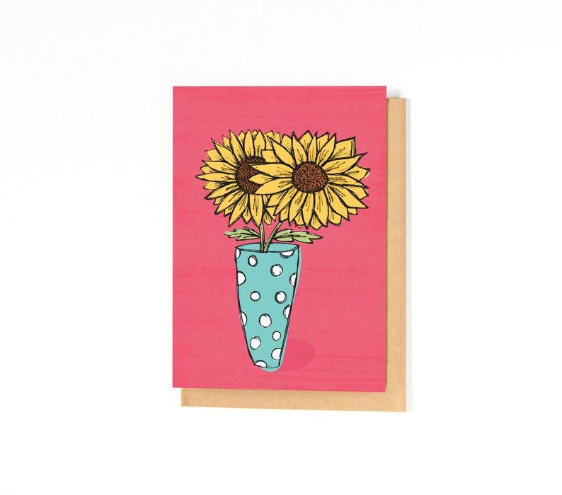 Get Well Card Sunflowers Sympathy Card Just Because Card Miss You Card Thinking Of You Sunflower Card image 1