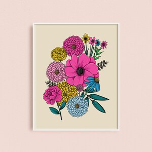 Flower Garden Illustration Botanical 8x10 Art Print Office Decor Wall Art Floral Illustration Plant Lady Gift Idea Wildflowers image 2