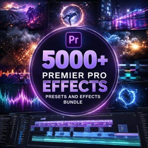 Pack de plus de 5 000 préréglages d'effets pour Premiere Pro | Effets de montage vidéo, transitions, superpositions, effets spéciaux cinématographiques et ressources vidéo créatives