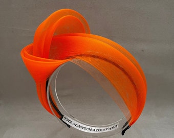 Orange Fascinator Knot Headband - Perfect for Races or Mother of the Bride, Wedding Guest Headwear, hatinator