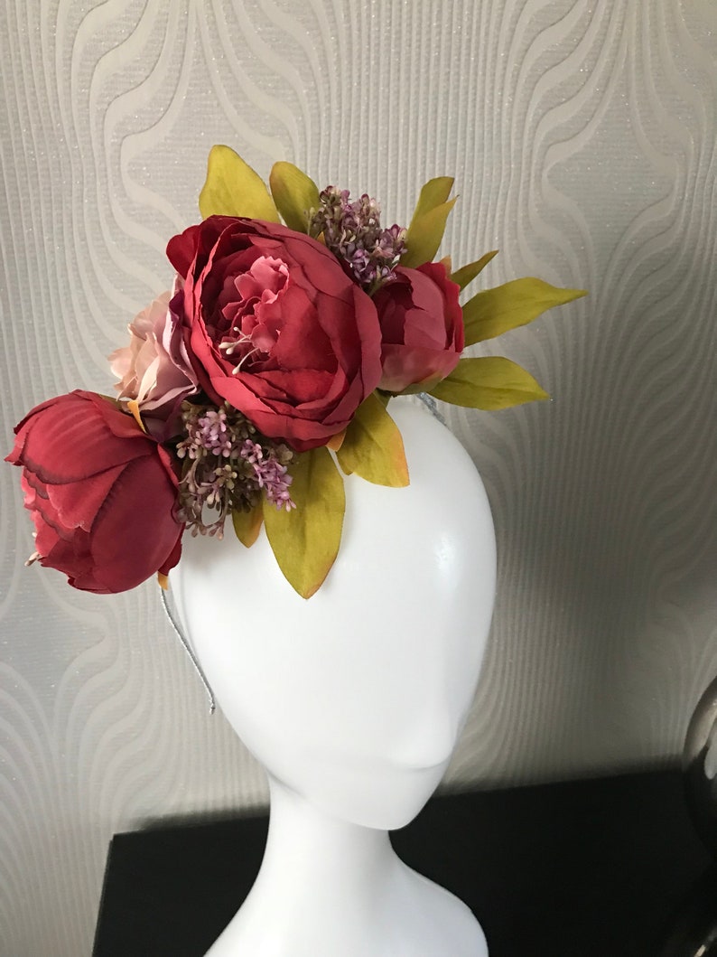 pink flower fascinator headband Pink hat mini hat races wedding ascot