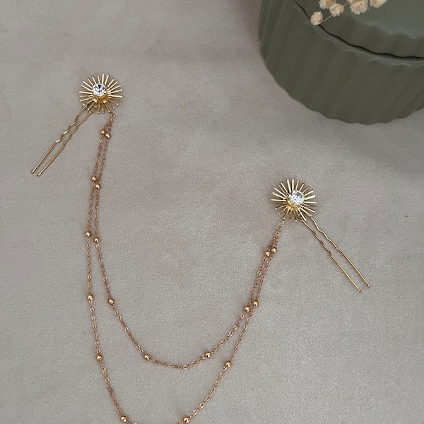 Dainty Wedding Hair Chain, Celestial Star Hair Accessories - Draped Headpiece Gatsby Style - The Handmade Tiara