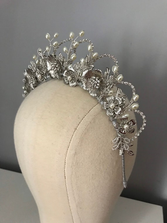 Bridal Floral Tiara wedding Crown Antique style Tiara Headband
