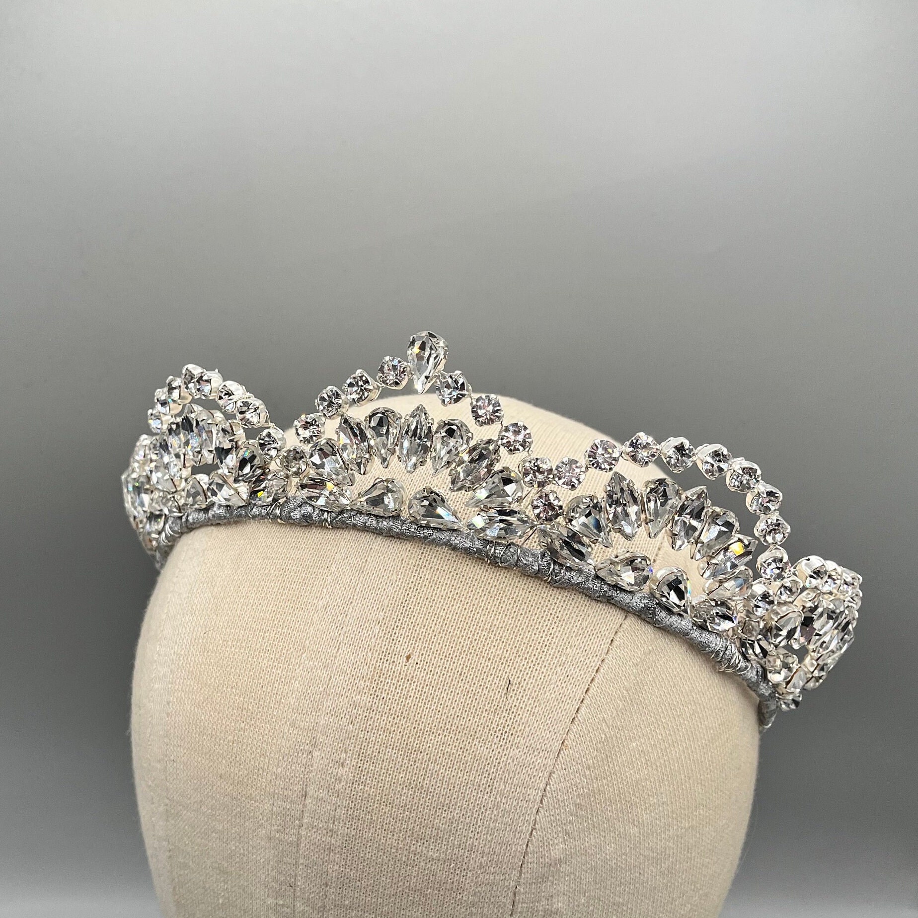 Silver Crystal Bridal Headband Tiara - Etsy display picture 1