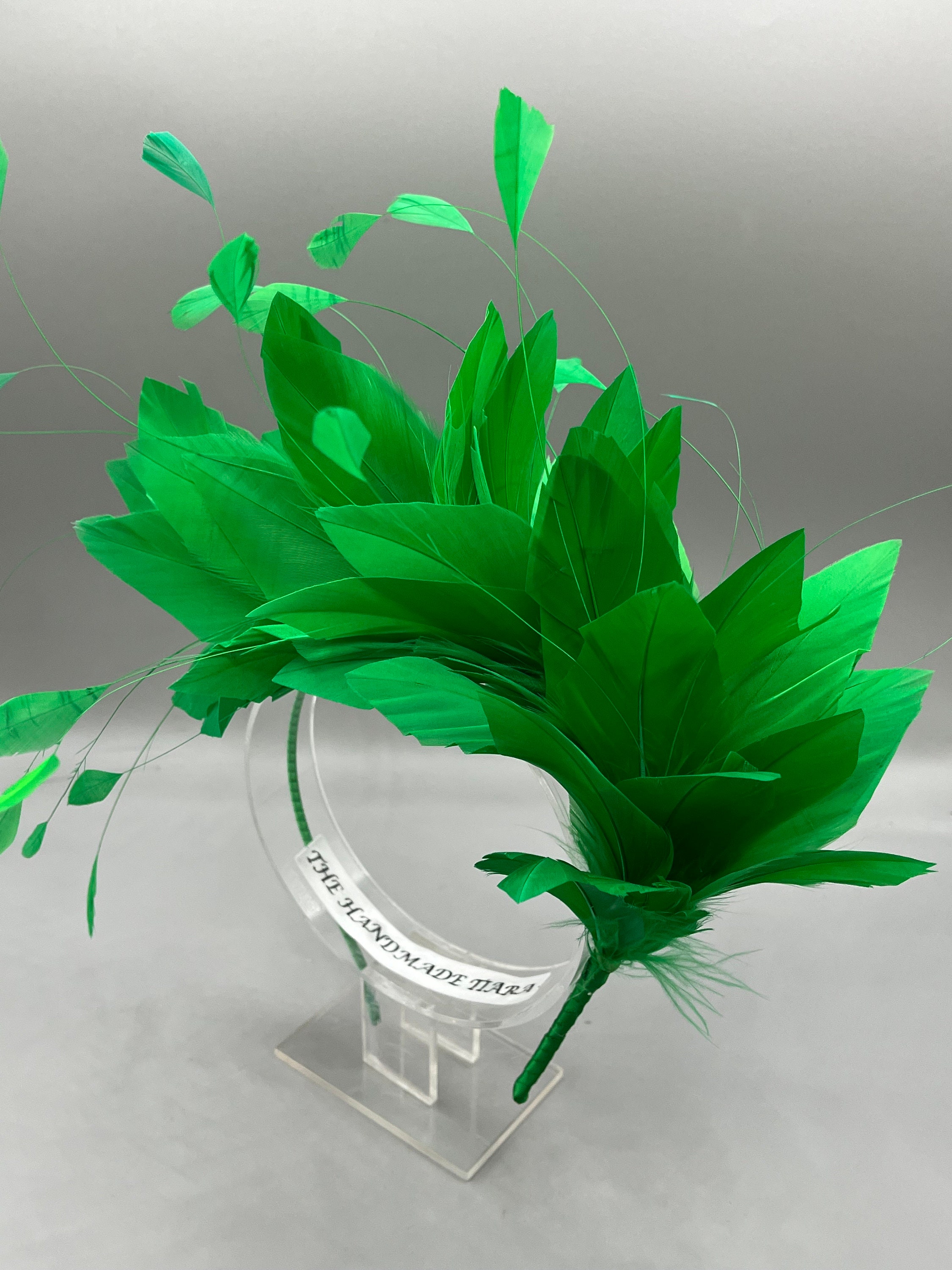 Exquisite Green Feathered Fascinator Headband Adorned with Elegant … Bird Wing Green Halo Bandeau Fascinator Headband – Flora and  main image 2