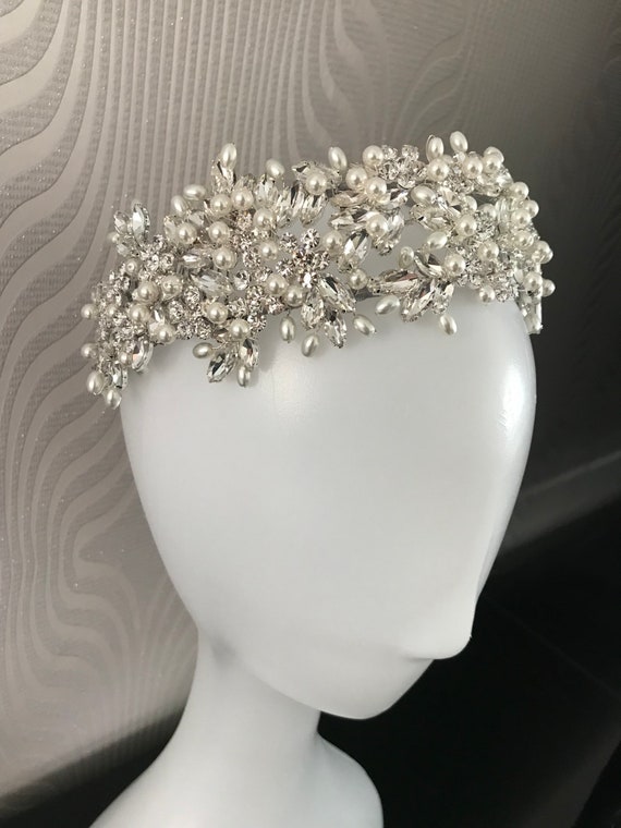 Bridal Tiara Headpiece Crown Bridal Tiara Pearl Tiara | Etsy UK