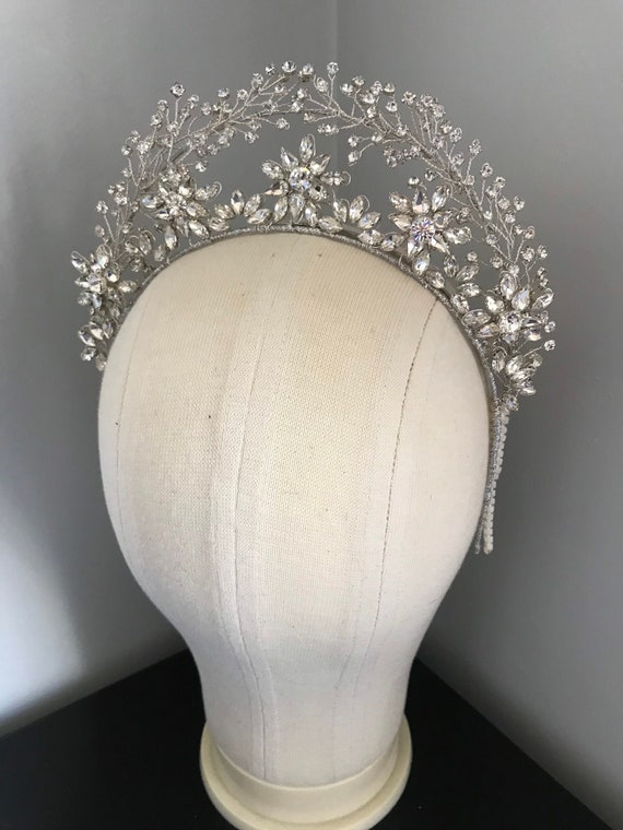 Gold Bridal crown tiara headband Trouwen Accessoires Haaraccessoires Kransen & Tiaras 1920s Dress Wedding Headband Wedding Tiara Bridal Headband Bridal Halo Crown Bridal Headpiece 