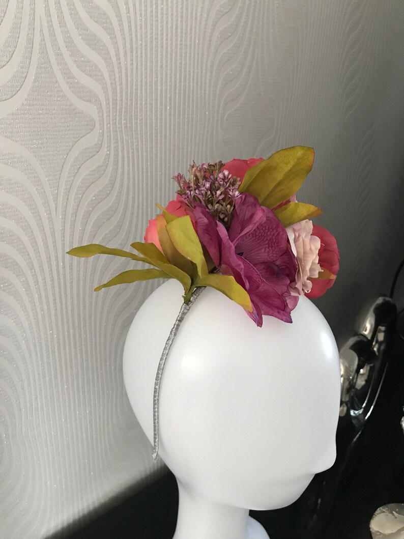 pink flower fascinator headband Pink hat mini hat races wedding ascot