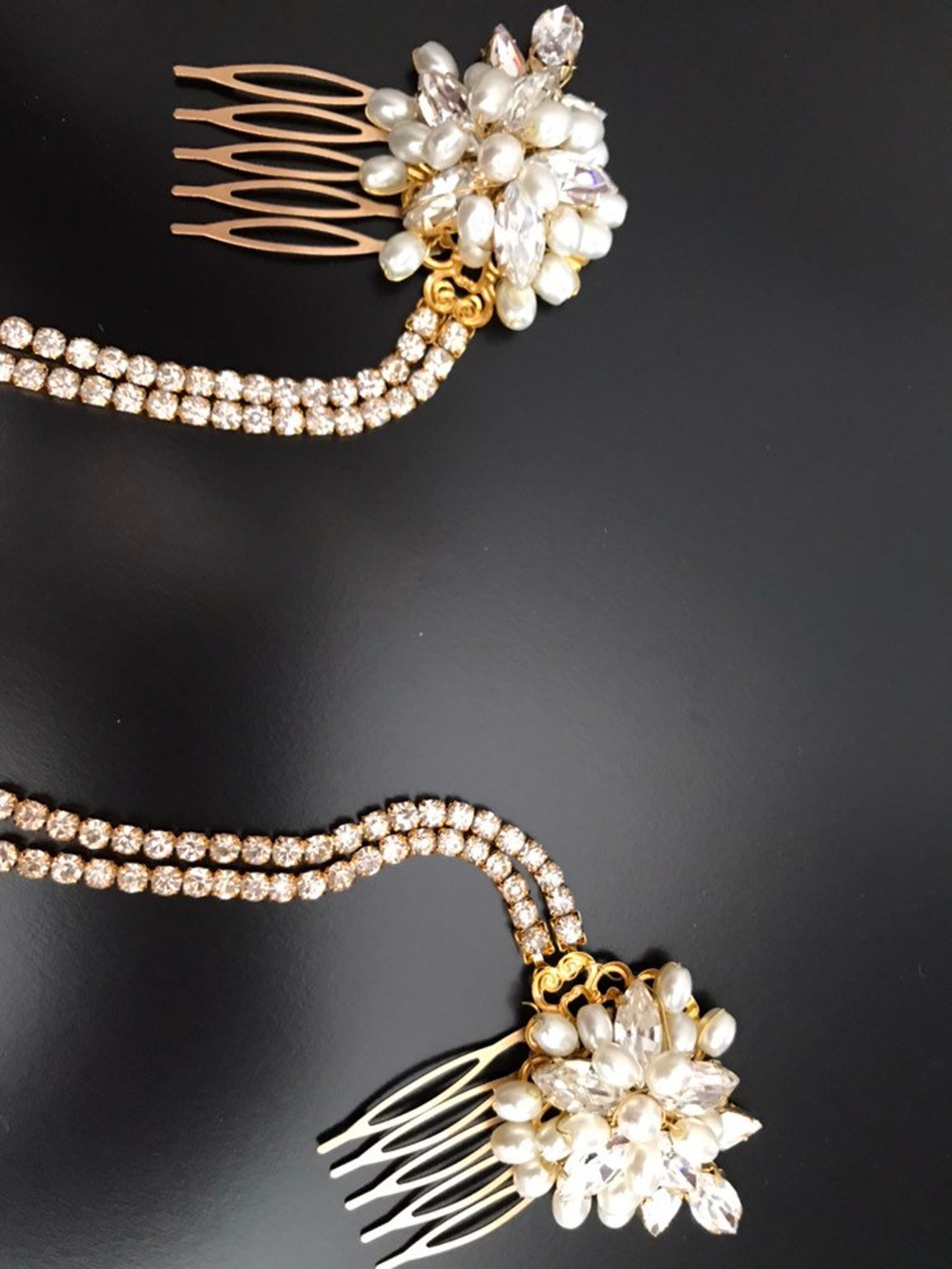 Gold Art Deco hair chain headpiece draped hair chain Etsy